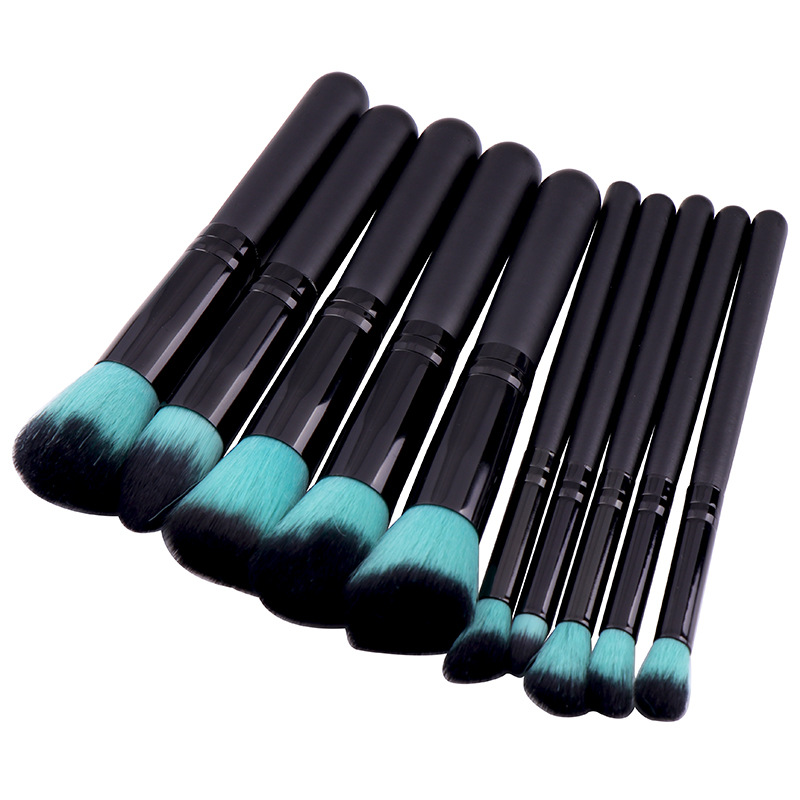 2020 Popular mini wooden makeup brush kit cheapest 10pcs cosmetics kit for beauty tools Foundation Blending Blush Brush Set Various Color