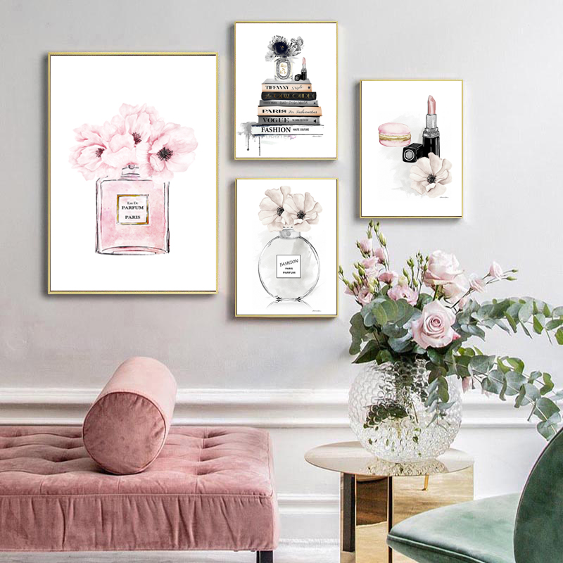 Nordic Fashion Wall Art Perfume Bottle Posters and Prints Lipstick Picture on The Wall Modern Picture for Girl Room Home Decor