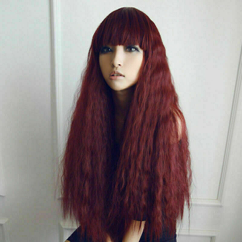 Women Long Wavy Curly Wig Black Brown Fashion Synthetic Hair Wigs Cosplay Party