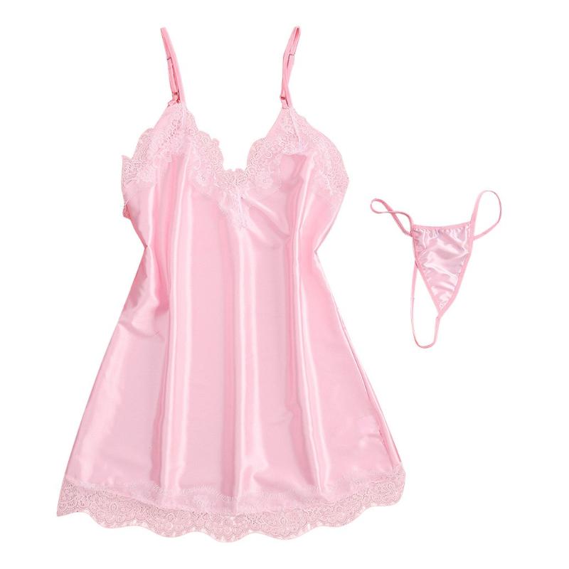 Thong Lace Nightdress Lingerie Sets Pajamas Silk Satin Underpant Sleepwear Underwear New 2020 Creativity Comfortable Leisure, Pink
Thong Lace Nightdress Lingerie Sets Pajamas Silk Satin Underpant Sleepwear Underwear New 2020 Creativity Comfortable Leisure, Pink