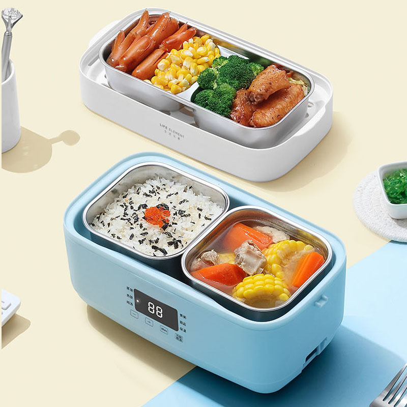 

220V Electric Double-layer Lunch Box Stainless Steel Liner Rice Cooker Heating Timing Insulation Cooker 1.5L For Office Home