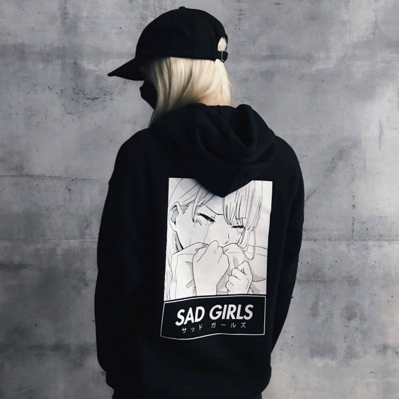 Women Men Hoodie Sweatshirt Otaku Sad Girls Printing Long-sleeved Anime Kpop Clothes Streetwear Oversized, Black
Women Men Hoodie Sweatshirt Otaku Sad Girls Printing Long-sleeved Anime Kpop Clothes Streetwear Oversized, Black