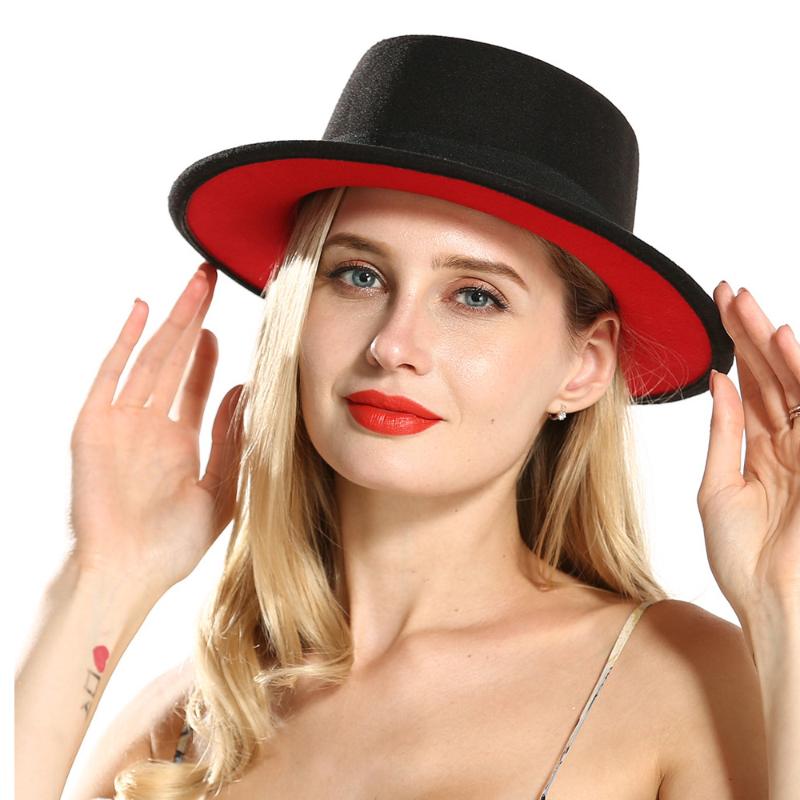 Unisex Men Women Black Top Fedora Hat Wide Brim Wool Hat For Women Outdoor Fascinator, Black red
Unisex Men Women Black Top Fedora Hat Wide Brim Wool Hat For Women Outdoor Fascinator, Black red