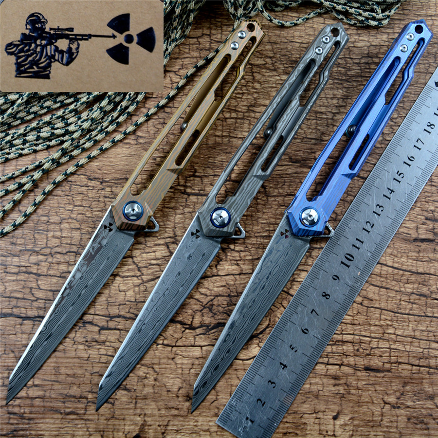 Jungle edge JR7394 flipper knife Damascus blade TC4 handle ceramic ball bearing washer outdoor camping hunting pocket knife EDC tools
Jungle edge JR7394 flipper knife Damascus blade TC4 handle ceramic ball bearing washer outdoor camping hunting pocket knife EDC tools