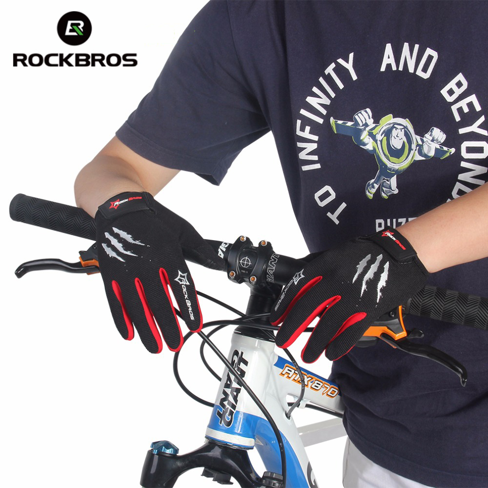 RockBros Winter Cycling Gloves Long Finger Mtb Warm Touch Screen Full Finger Gloves Windproof Gloves For Men Bicycle Accessories T200819