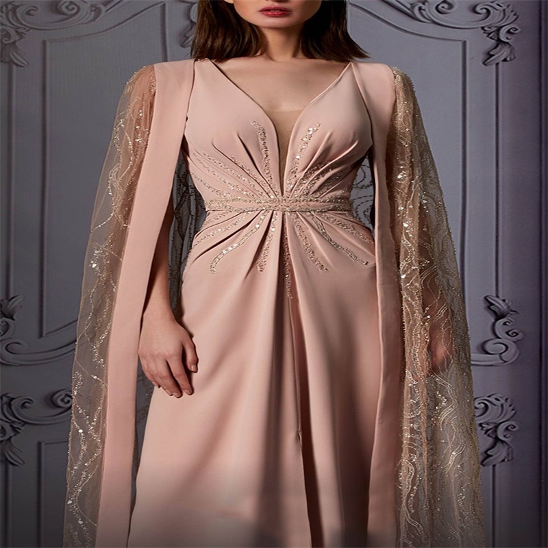 Elegant Prom Dresses With Wrap Hot Sale Luxury Sequins Ruched Satin Evening Dress Sexy Sleeveless A-line Party Dress Robes De Soirée