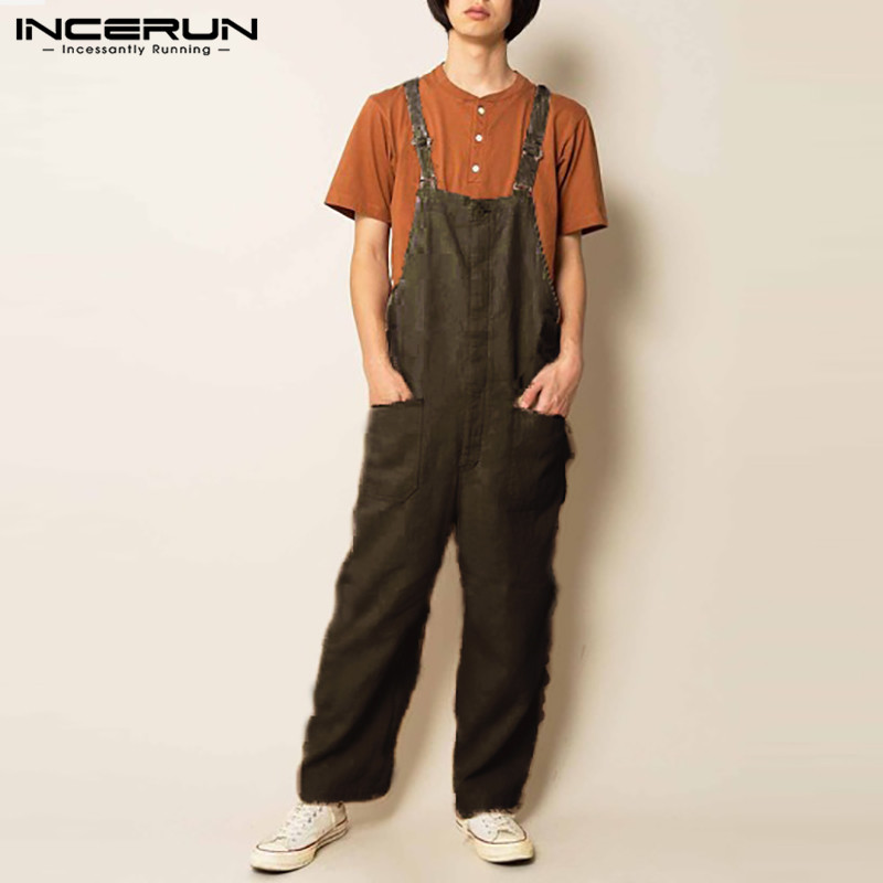INCERUN Men Jumpsuit Cotton Solid Color Joggers Suspenders Bib Overalls Pants 2020 Pockets Streetwear Vintage Mens Rompers S-5XL, Black
INCERUN Men Jumpsuit Cotton Solid Color Joggers Suspenders Bib Overalls Pants 2020 Pockets Streetwear Vintage Mens Rompers S-5XL, Black