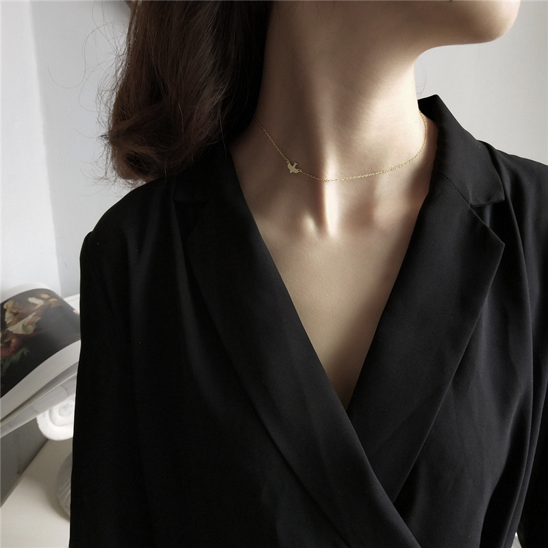 INZATT Real 925 Sterling Silver Cute Bird Animal Choker Necklace Boho FINE Jewelry For Women Party Trendy Accessories Gift LJ200831