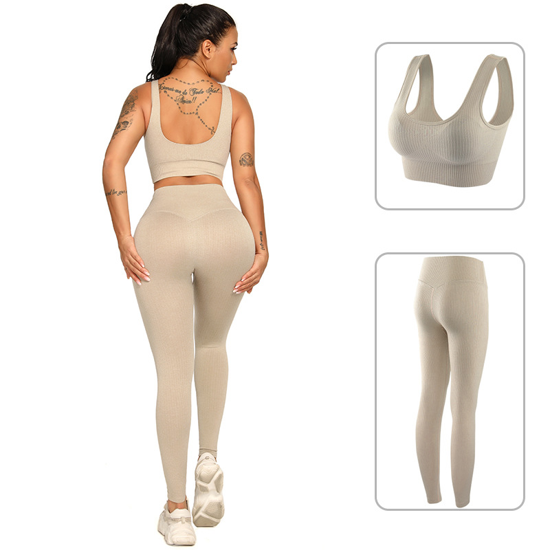 Women 2pcs Hot-selling knitted rib quick-drying yoga Leggings sports tight running seamless fitness bra set Workout Running suit, Black
Women 2pcs Hot-selling knitted rib quick-drying yoga Leggings sports tight running seamless fitness bra set Workout Running suit, Black