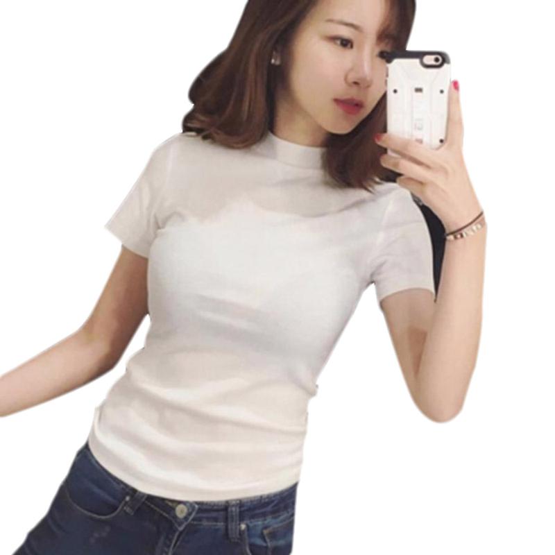 New Women Casual Summer Short Sleeve Solid Color High Neck Bottoming T-shirts Ropa Mujer Ladies Slim Tops, Black
New Women Casual Summer Short Sleeve Solid Color High Neck Bottoming T-shirts Ropa Mujer Ladies Slim Tops, Black
