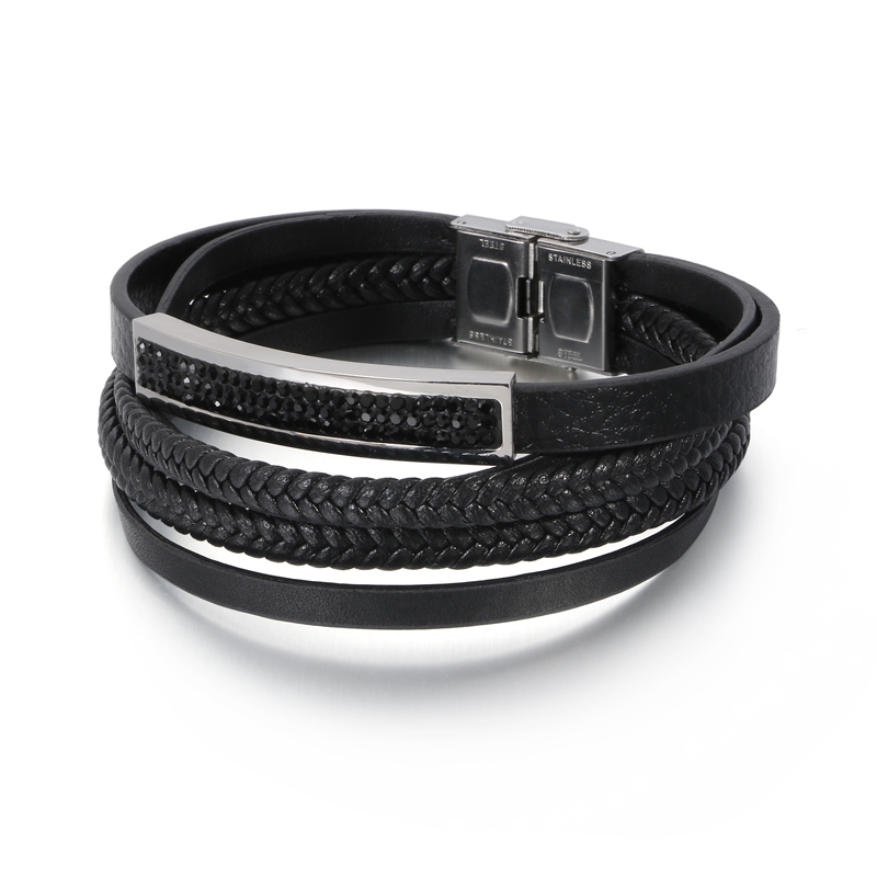 Fashion Multi-layer Men Bracelet Gold Silver Stainless Steel Men Bangles Black Crystal Trendy Punk Style Bracelet Jewelry
Fashion Multi-layer Men Bracelet Gold Silver Stainless Steel Men Bangles Black Crystal Trendy Punk Style Bracelet Jewelry