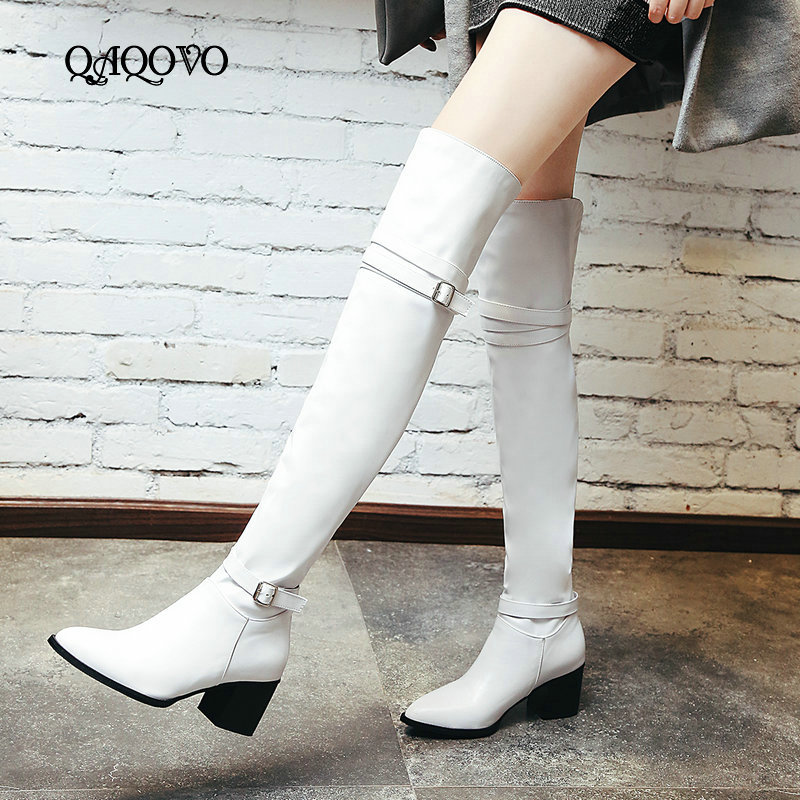 Fashion Pu Leather Over the Knee Boots Women Comfortable Thick High Heels Thigh Boots Sexy Buckle Pointed Toe Slip On High, Black
Fashion Pu Leather Over the Knee Boots Women Comfortable Thick High Heels Thigh Boots Sexy Buckle Pointed Toe Slip On High, Black