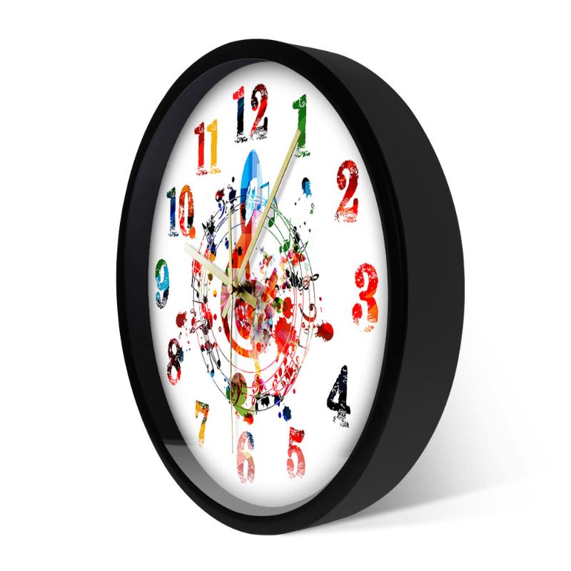 Colorful G-clef Treble Symbol with Music Notes Wall Clock Creative Rhythmic Ornate Home Decor Melody Musical Sign Art Wall Watch