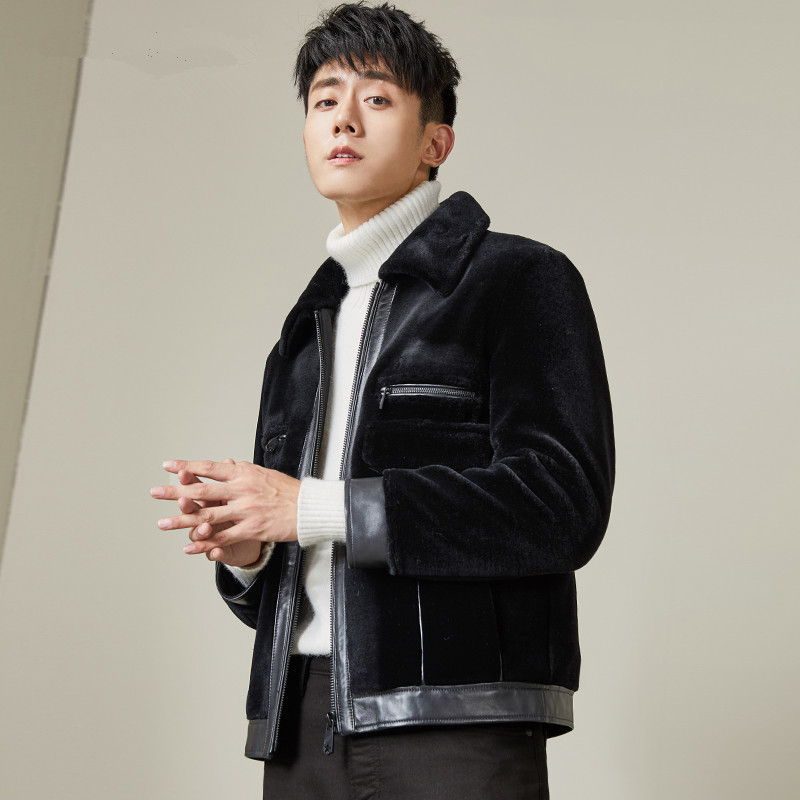 Winter Jacket Men Real Fur Coat Sheep Shearing Men's Leather Jacket Short Overcoat Luxury Coat Men MG-1800006 KJ1322, Black
Winter Jacket Men Real Fur Coat Sheep Shearing Men's Leather Jacket Short Overcoat Luxury Coat Men MG-1800006 KJ1322, Black