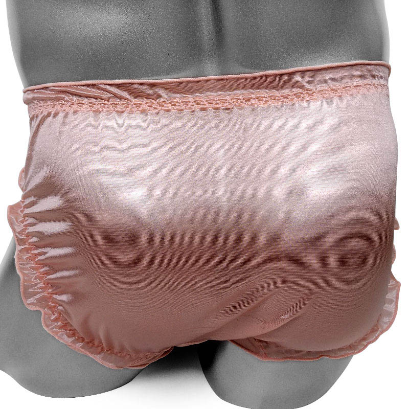 Shiny Nylon Silk Sissy Panties See Through Sexy Frilly Softy Men Briefs Underwear Lingerie for Sissy Underpants Breathable