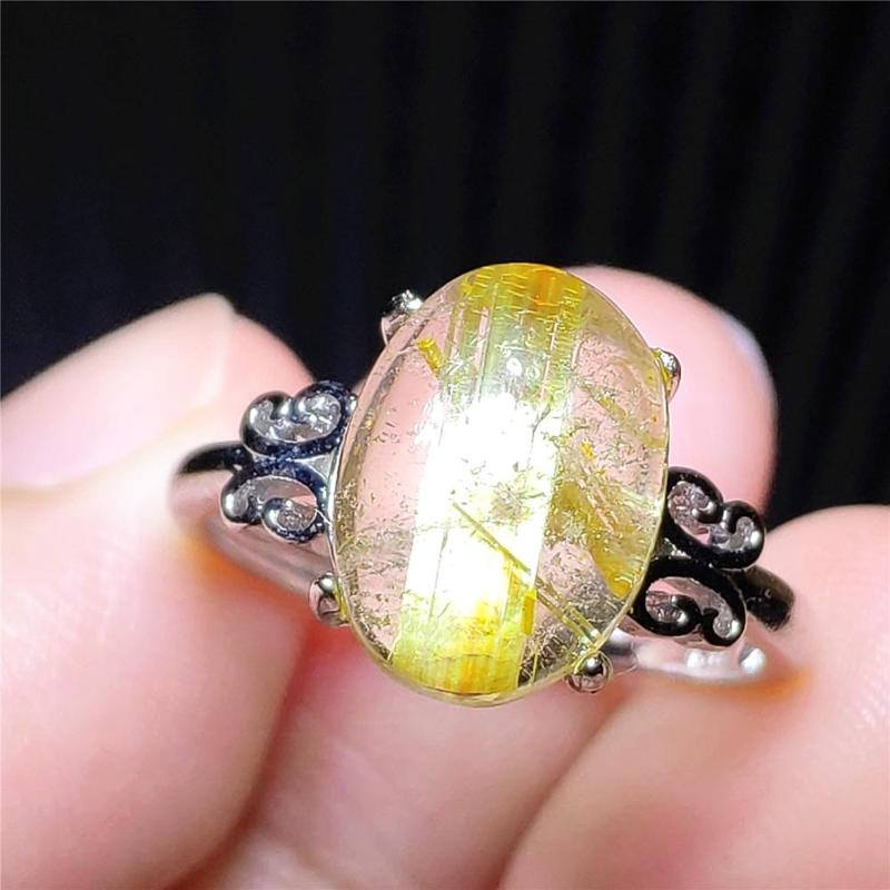 Genuine Natural Gold Rutilated Quartz Adjustable Ring 12x9mm Crystal Oval 925 Sterling Silver Wealthy Stone Ring
Genuine Natural Gold Rutilated Quartz Adjustable Ring 12x9mm Crystal Oval 925 Sterling Silver Wealthy Stone Ring