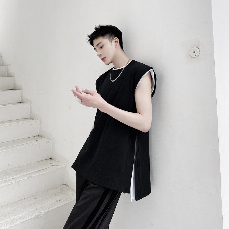 Male Japan Style Fashion Loose Sleeveless Tees Shirts Men Streetwear Casual Side Split Black White Tops Tanks, 2198 black
Male Japan Style Fashion Loose Sleeveless Tees Shirts Men Streetwear Casual Side Split Black White Tops Tanks, 2198 black