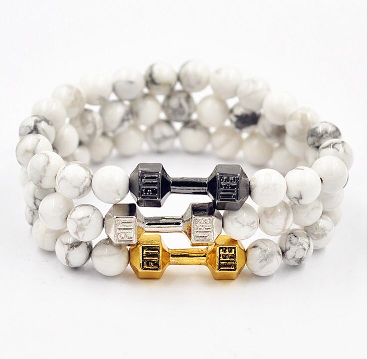 BPPCCR Alloy Gold color Barbell Jewelry White stone Fitness Men women Fit Life Prayer beads Dumbbell Chakra yoga Bracelets
BPPCCR Alloy Gold color Barbell Jewelry White stone Fitness Men women Fit Life Prayer beads Dumbbell Chakra yoga Bracelets