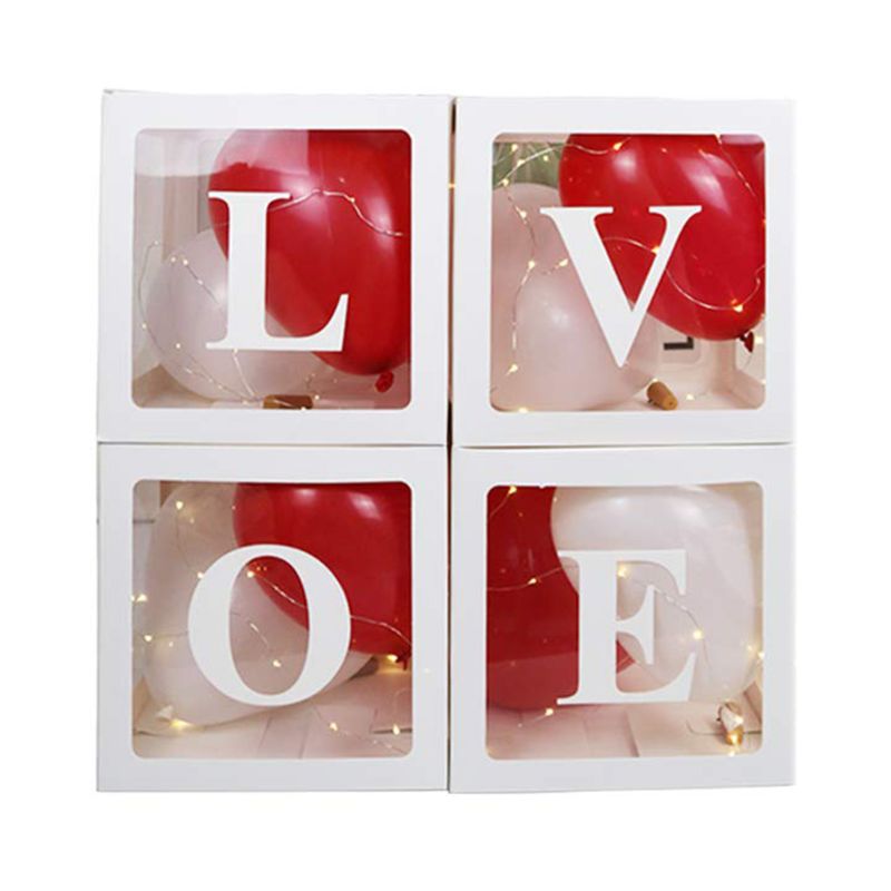 Gift Wrap DIY Transparent Box Latex Balloon BABY LOVE Block For Shower Wedding Decor 667B
