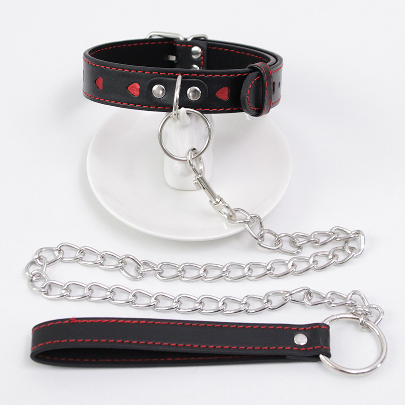Adult Red Heart Collar Sex Toys for Couples BDSM Bondage Adjustable Slave Restraints For Women Erotic Spike Rivet Buckle choker T200813