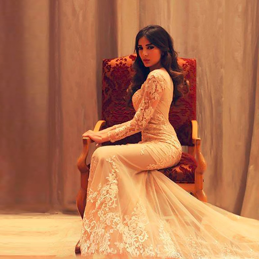 New Mermaid Evening Gowns Long vestido de festa longo robe de soiree Sweetheart Champagne Cheap Long Sleeve Prom Dresses