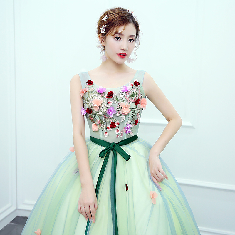 2018 New Arrival Cabdy Color Sweet Evening Dress Princess Ball Gown Bow Fresh Flower Cut-out Fashion for Formal Performance