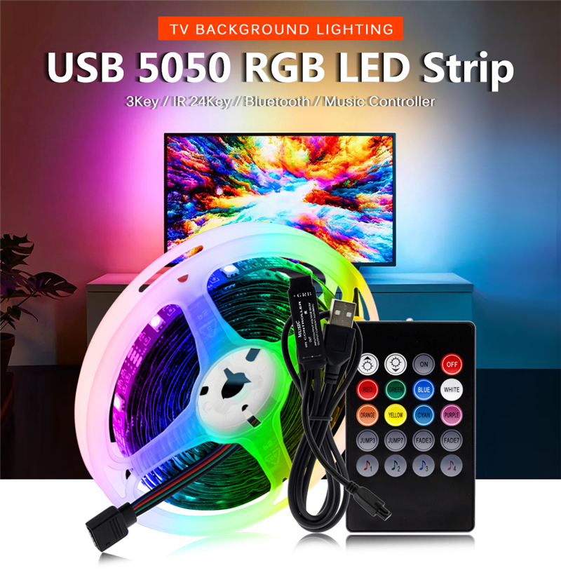 LED Strip Light RGB Flexible Ribbon Fita Led Light 60 LEDs/m with Remote Control 1M 2M 3M 4M 5M LED Ribbon