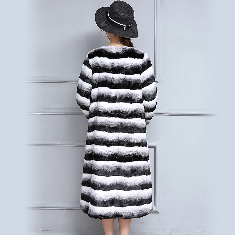 Nerazzurri Chinchilla Fur Coat Gradual Color Winter Warm Long Colorful Fluffy plus Size Faux Fur outwear 5xl 6xl High Quality