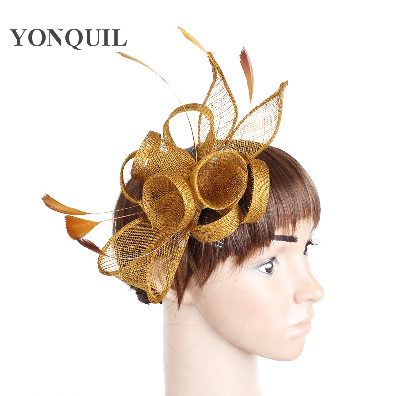 elegant women gold hair fascinator hats on hair comb ladies fancy feather wedding accessories Multiple colors select SYF231
elegant women gold hair fascinator hats on hair comb ladies fancy feather wedding accessories Multiple colors select SYF231