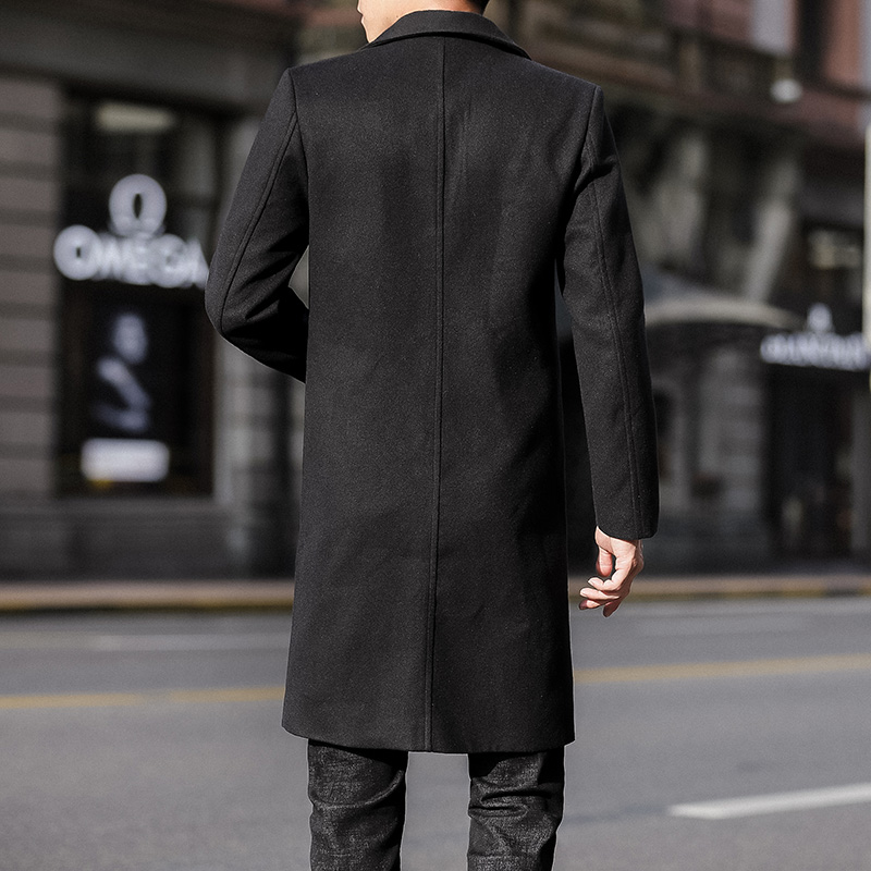 Red Long Woolen Trench Coat Men's Winter Warm Elegant Steampunk Korean Style Overcoat B4