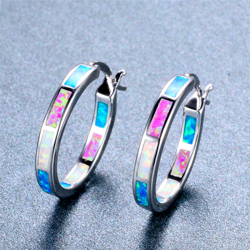Cute Female Rainbow Fire Opal Earrings Small Round Circle Hoop Earrings For Women Silver Color Rose Gold
Cute Female Rainbow Fire Opal Earrings Small Round Circle Hoop Earrings For Women Silver Color Rose Gold