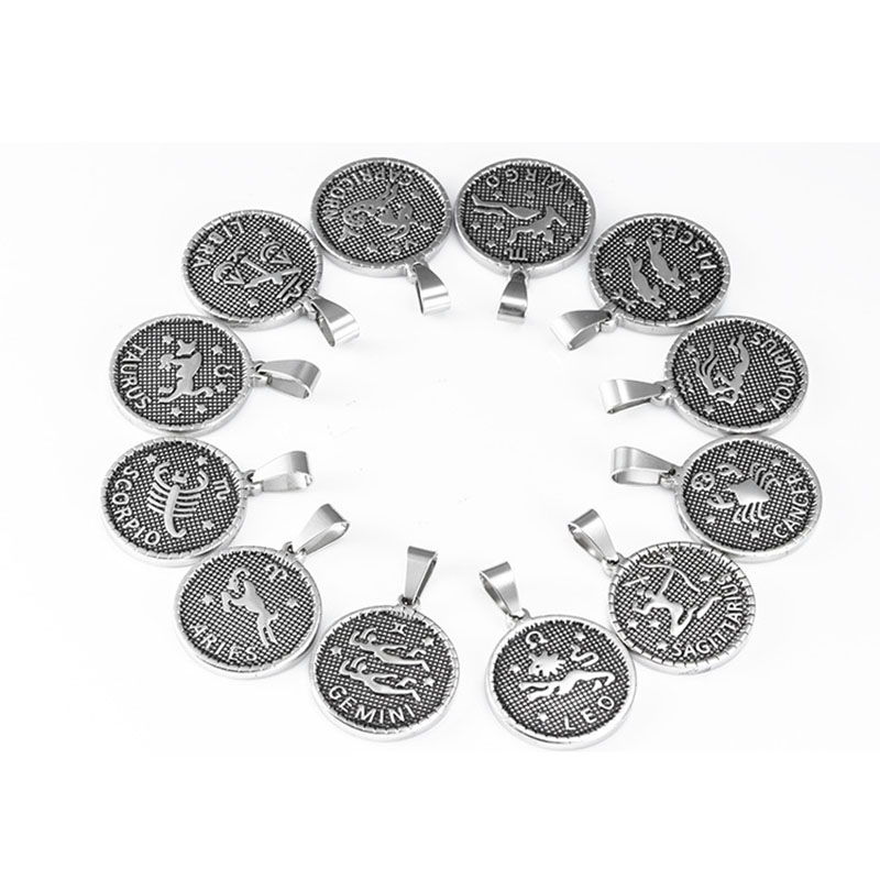 100% Stainless Steel Zodiac Charm Pendant For Jewelry Making Silver Color Metal Twelve Constellations Charm Wholesale 12pcs/lot
100% Stainless Steel Zodiac Charm Pendant For Jewelry Making Silver Color Metal Twelve Constellations Charm Wholesale 12pcs/lot