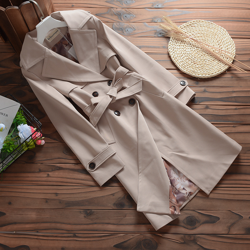 Fall Trench Coat Women's 2020 New Lapel Double Breasted With Belt Slim Street Overcoat Splicing Windbreaker Women Abrigos Z888, Khaki 
Fall Trench Coat Women's 2020 New Lapel Double Breasted With Belt Slim Street Overcoat Splicing Windbreaker Women Abrigos Z888, Khaki