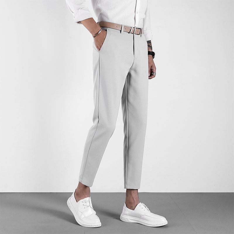 Business Suit Trousers Men's Solid Color Slim And Delicate Nine point Pants Men's Clothing Autumn Office Casual Suit Pants Cool