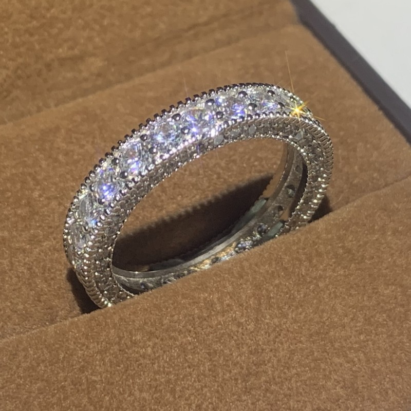 Size 5-10 Vintage Fine Jewelry 925 Sterling Silver Princess Cut Large White Topaz Pave CZ Diamond Gemstones Couple Women Bridal Ring Set