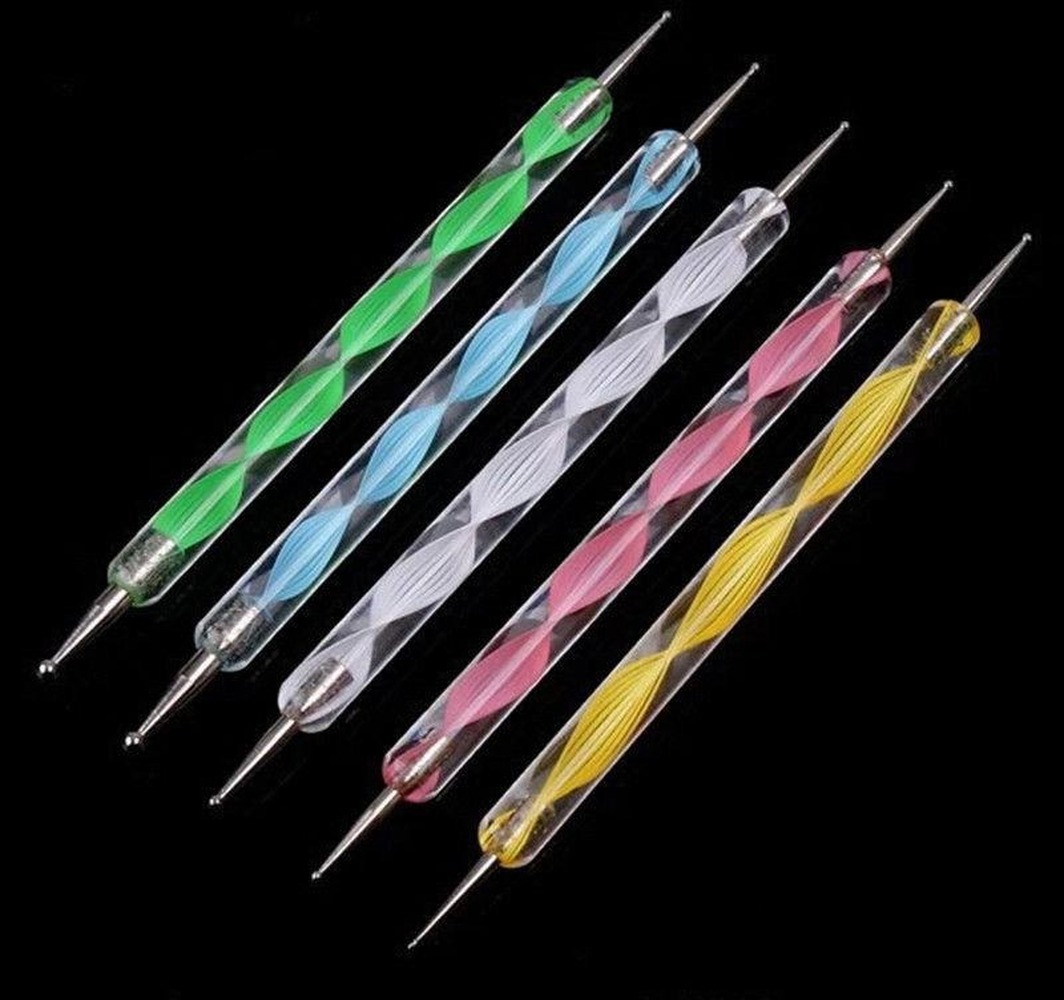 5Pcs-2way Dotting Pen Marbleizing Tool Herramientas De Puntos Nail Polish Paint Manicure Dot Nail Art Set Dotting Tools for Women's Beauty