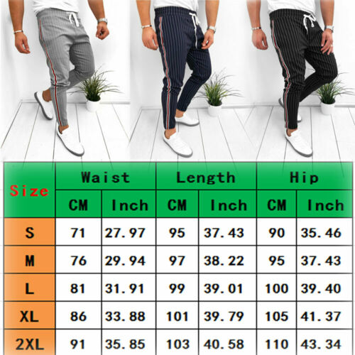 Men Summer Casual Long Pants Sport Gym Slim Fit Running Joggers Stripe Long Trousers Sweatpants 2020 New