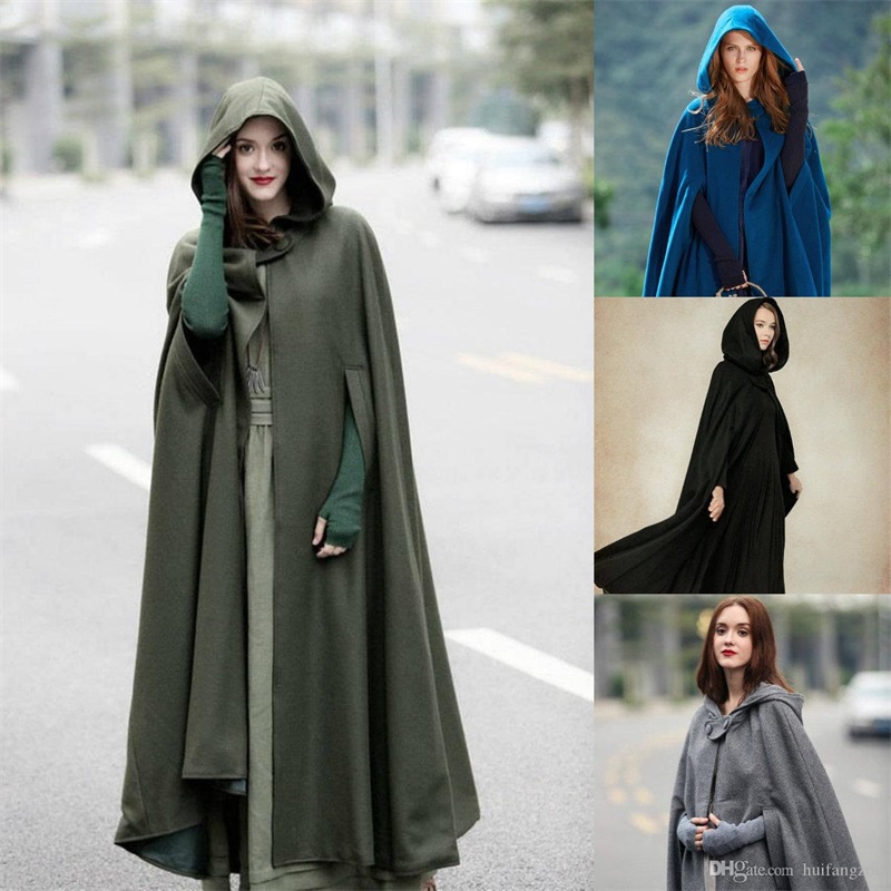 In stock Free shipping Fashion Hooded Cloak Cape Women High Quality Long Wedding Halloween Warm Winter Coats Costume Robe