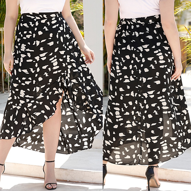 Plus Size Summer Skirts Women Casual Elastic Waist Print Irregular Hem Midi Skirts Holiday Beach Chiffon Skirt, Black
Plus Size Summer Skirts Women Casual Elastic Waist Print Irregular Hem Midi Skirts Holiday Beach Chiffon Skirt, Black