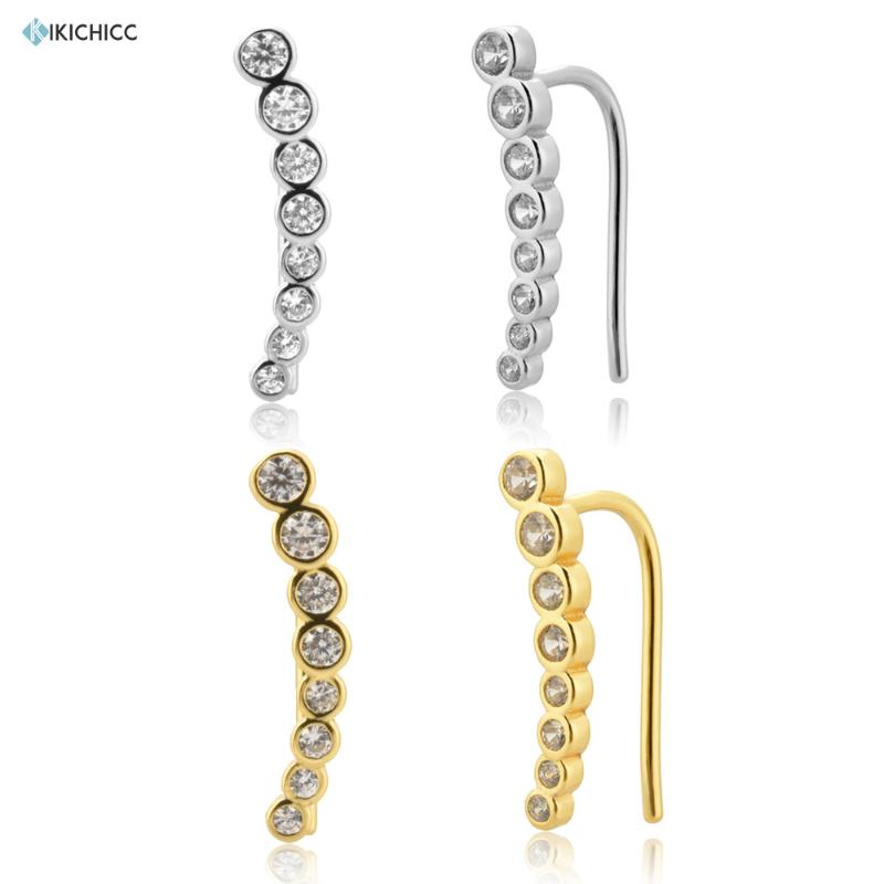 Kikichicc 925 Sterling Silver Gold 15mm Line Climber Stud Earring Thread Ear Pin Crystal Round CZ Zircon Luxury Jewelry
Kikichicc 925 Sterling Silver Gold 15mm Line Climber Stud Earring Thread Ear Pin Crystal Round CZ Zircon Luxury Jewelry