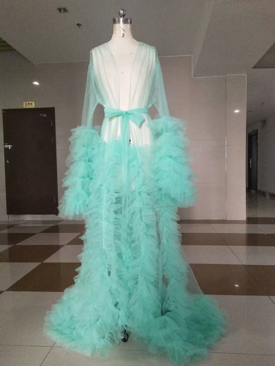wedding night gowns sexy see through long sleeve ribbon sash robes night wear for women custom made women pajamas sleepwear