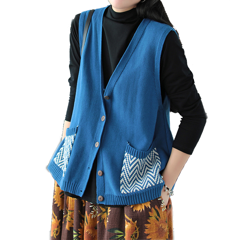 Women Knit Vest Sweater Cardigan Sleeveless for Autumn Winter Big Loose V Neck Pockets Retro Vintage Fashion A09191123, Blue
Women Knit Vest Sweater Cardigan Sleeveless for Autumn Winter Big Loose V Neck Pockets Retro Vintage Fashion A09191123, Blue