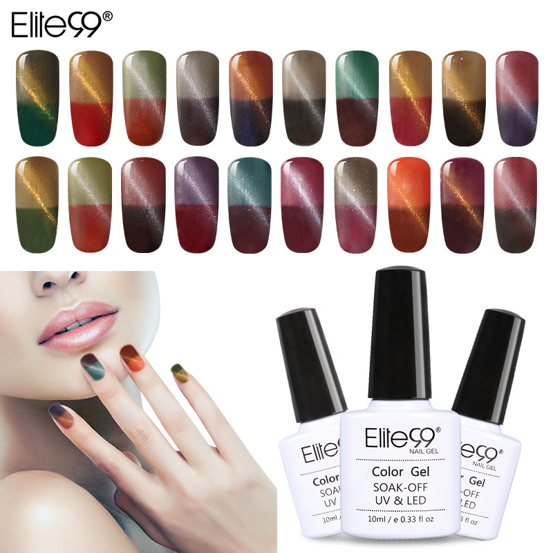 

Elite99 10ML Thermal Magnetic 3D Cat Eye Chameleon Glitter Gel Polish Temperature Color Changing Soak Off UV Gel Varnish, 79026