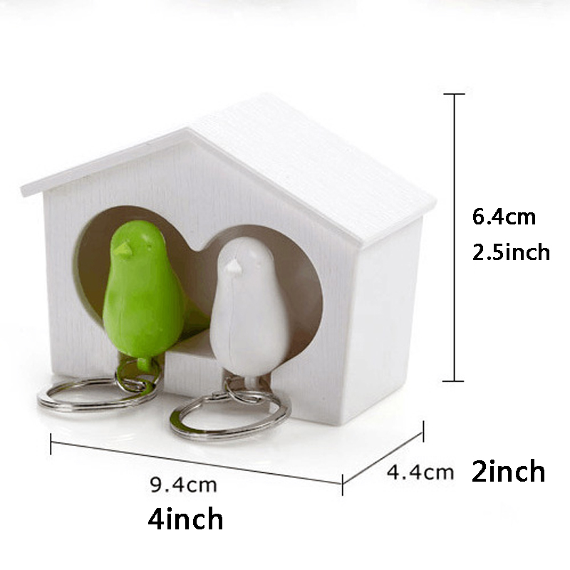 Love Birds Birdhouse Whistle Keychain Sparrow Bird Key Ring Two Birds Novelty Gift Home Decoration Valentine's Day Gift Key Chain