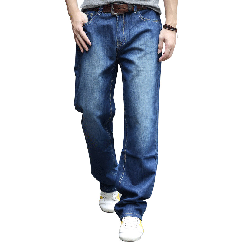 Hot New Large Size Jeans Fashion Loose Hip-Hop Casual Men Jeans Wide Leg Blue 28-44