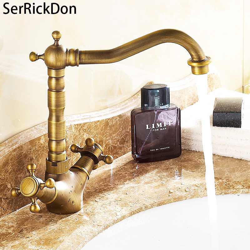 Antique Basin Vanity Sink Faucet Rotate Spout Deck Mount Hot Cold Mixer Water Tap Kitchen Faucet Two Handels Basin
Antique Basin Vanity Sink Faucet Rotate Spout Deck Mount Hot Cold Mixer Water Tap Kitchen Faucet Two Handels Basin