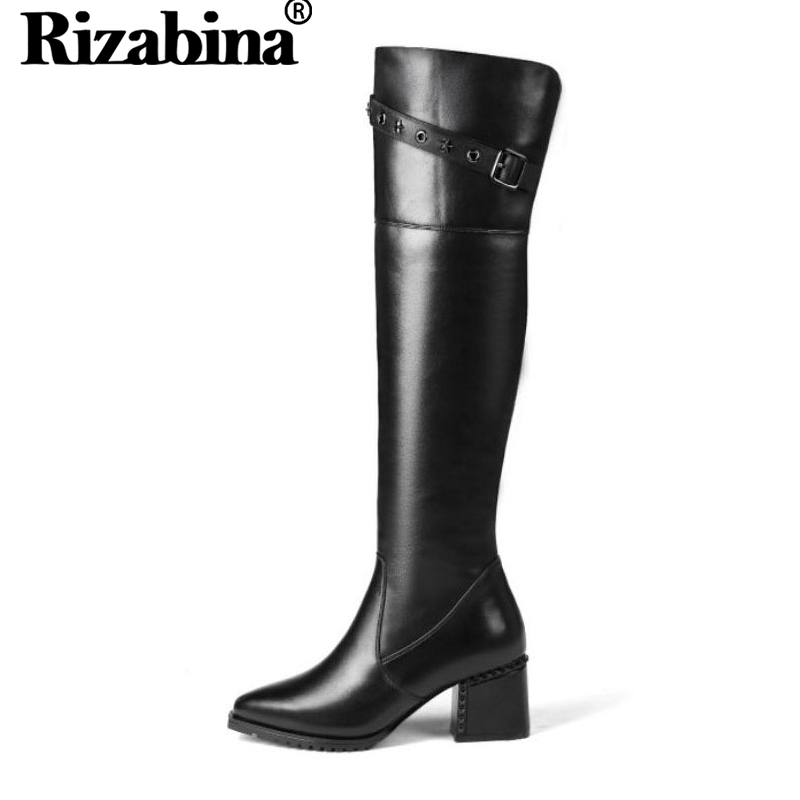 RizaBina Women Real Leather High Heel Boots Buckle Thick Heel Shoes Women Warm Fur Over Knee Boots Thigh High Shoes Size 34-42, Black
RizaBina Women Real Leather High Heel Boots Buckle Thick Heel Shoes Women Warm Fur Over Knee Boots Thigh High Shoes Size 34-42, Black