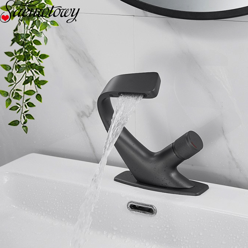 Saeuwtowy Matte Black Basin Faucet Waterfall Spout Hot&Cold Sink Mixe Tap Basin Tap Bathroom Faucet Brushed Golden Color
Saeuwtowy Matte Black Basin Faucet Waterfall Spout Hot&Cold Sink Mixe Tap Basin Tap Bathroom Faucet Brushed Golden Color