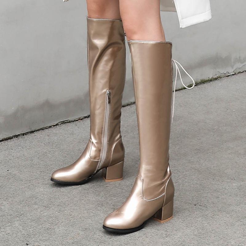 black boots women knee high Spring And Autumn Boots Side Zipper Women's Rear Tie Long Barrel Shoes#4, Gold
black boots women knee high Spring And Autumn Boots Side Zipper Women's Rear Tie Long Barrel Shoes#4, Gold