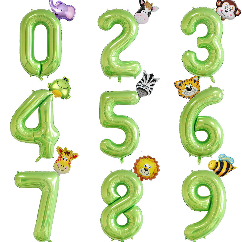 

2pcs 40inch Number Balloons Green Foil Number Ballon Jungle Safari Party Animal Helium Balloon Kids Birthday Baby Shower Decor